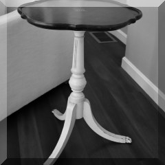 F15. Pie crust side table with painted pedestal. - $75 